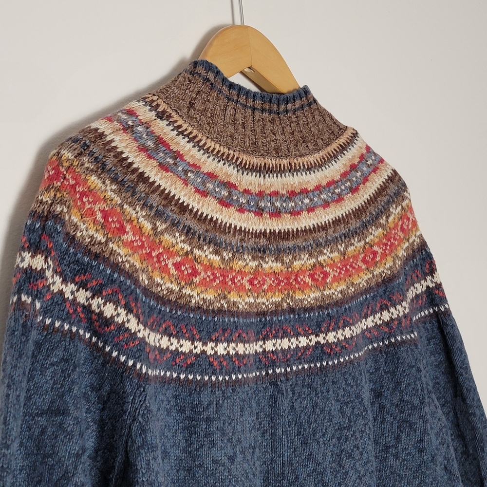 Vintage Tiara International Nordic Fair Isle Zip Front Sweater M/L Cottagecore - Picture 7 of 8